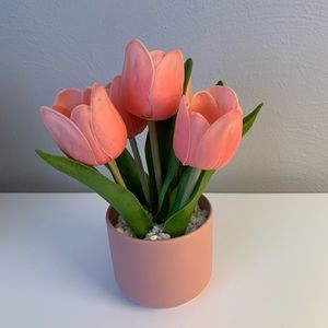 Spring decoration tulips in a ceramic pot artificial flowers NWOT